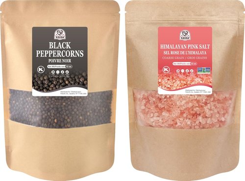 52USA Whole Black Peppercorns 12 oz | Himalayan Pink Salt Coarse Grain 2 lb - Perfect for Seasoning