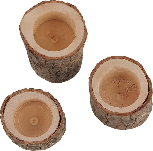 FUNSUEI Wooden Tea Light Candle Holders - Rustic Votive Log Design for Table Decoration | 18 PCS in 3 Sizes