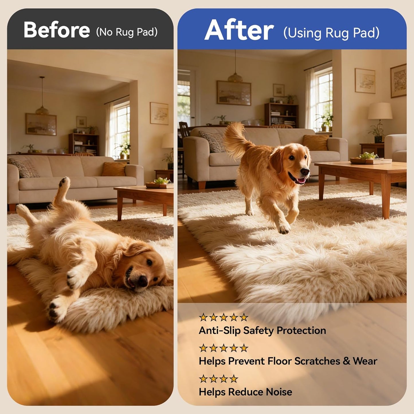 Strong Rug Pad Gripper - 5X Non-Slip Power | Slip-Resistant Pads for Area Rugs - 2x8 FT