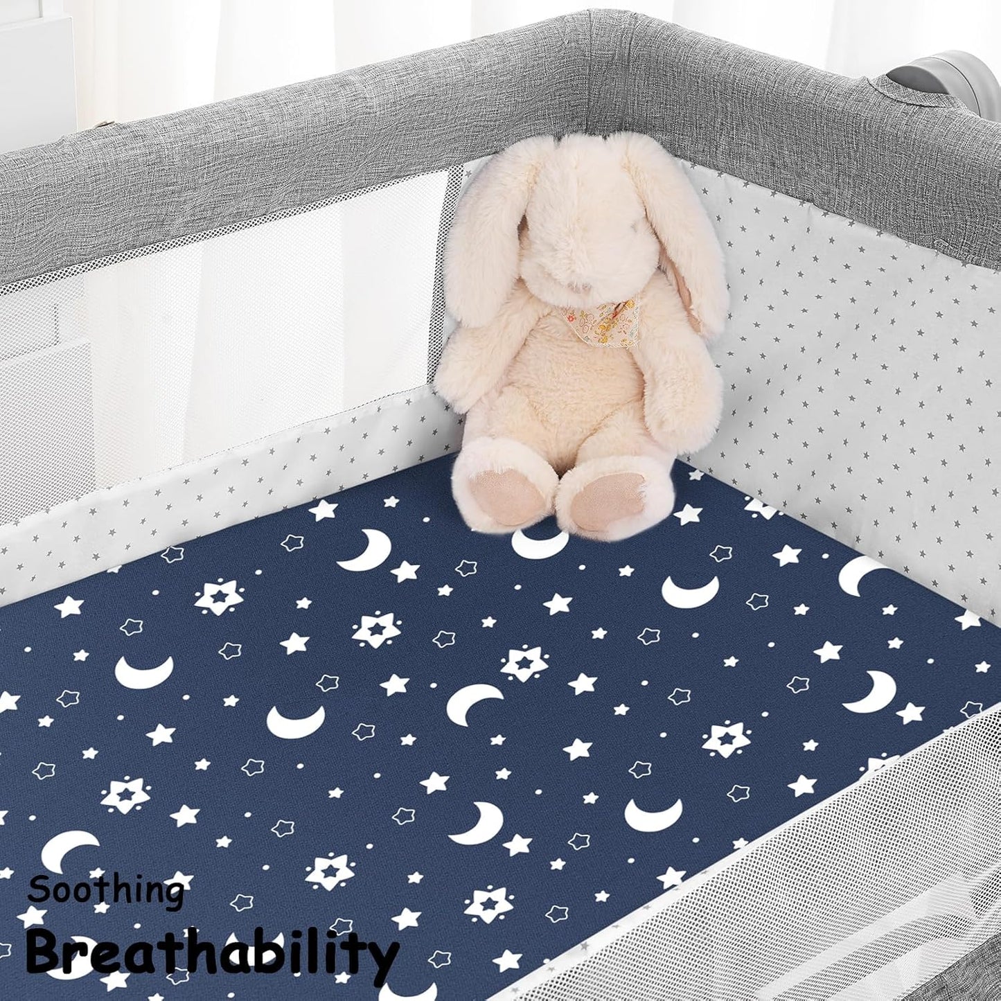Yoofoss Bassinet Sheets - 3-Pack Fitted Sheets Set for Halo Bassinest | Soft & Breathable (Blue & Cloud)