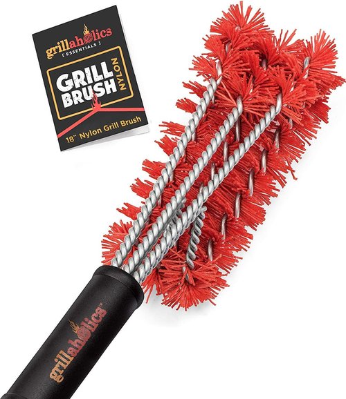 Grillaholics Nylon Grill Brush - Bristle-Free Cold Scrub Technology for Easy Cleaning - Lifetime Warranty