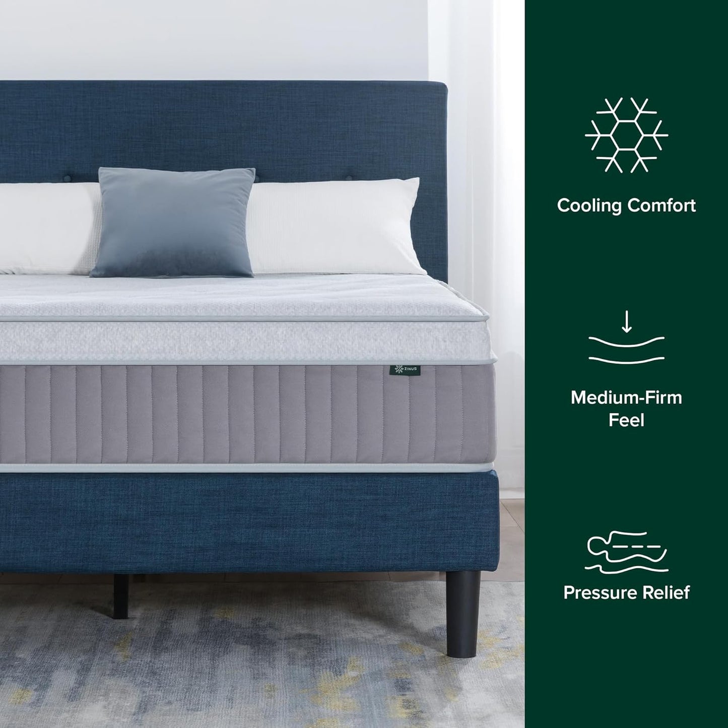 Zinus Cool Support Hybrid Mattress - 13 Inch Cooling Gel Memory Foam | Medium Firm, Queen Size, CertiPUR-US Certified