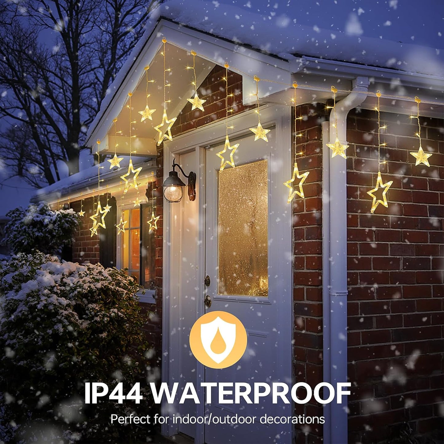 Skiennix 126L Warm White Star Icicle Lights - 8.2FT Waterproof Fairy String with Timer & 8 Modes for Christmas, Weddings & Parties