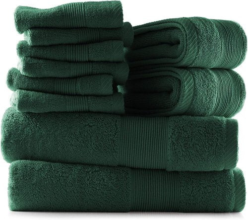 Hearth & Harbor Bath Towels - Ultra Soft 100% Ring Spun Cotton Set of 10 | Highly Absorbent - Hunter Green