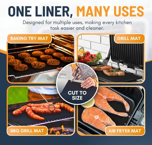 Heavy Duty Oven Liners by [Brand Name] - Non-Stick, Reusable Mats | 3 Pack, 16.25”x23” - BPA & PFOA Free (Black)