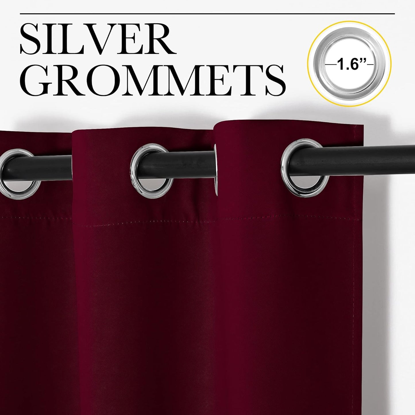 NICETOWN Blackout Curtains - Energy-Efficient Window Drapes for Bedroom & Living Room | Wine Red, 2 Panels, 42x63 Inches