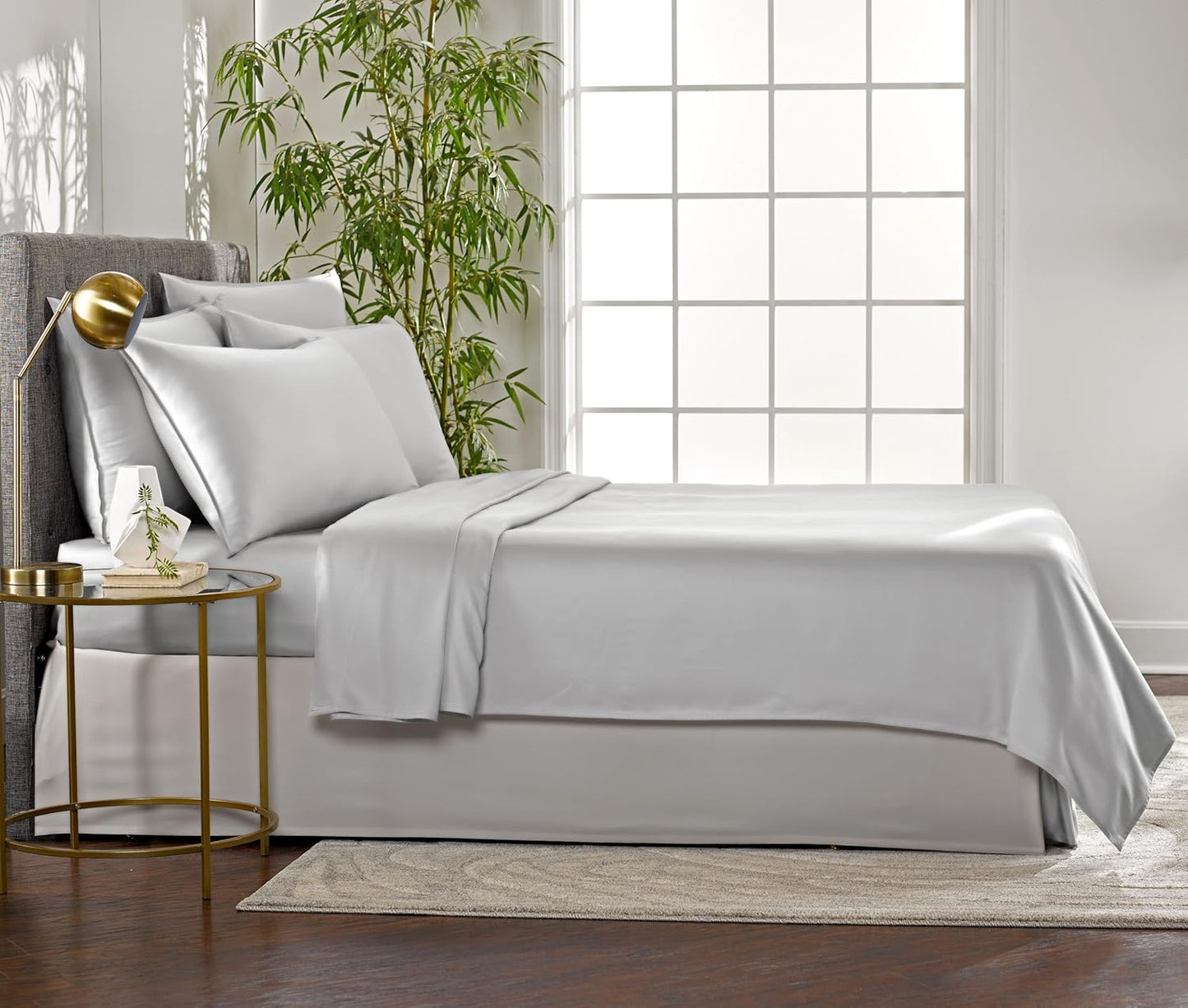 Pure Bamboo Twin Sheets - Luxuriously Soft 100% Organic Viscose Bed Sheet Set | Silver Pearl, Double Stitching