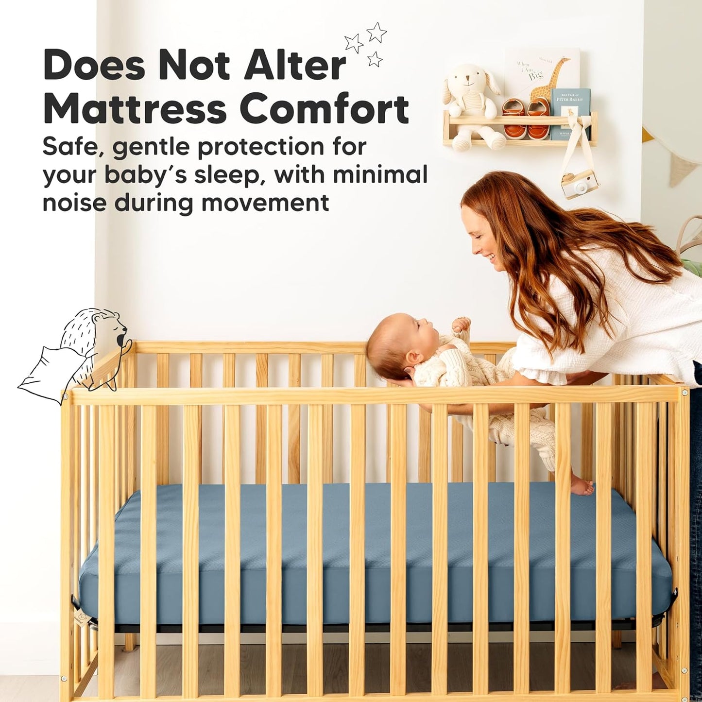 Skiennix 2-Pack Waterproof Crib Mattress Protector - Soft Quilted Cotton, 52" x 28", Machine Washable, Easy Fit