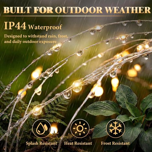 Fairdeer Solar Firework Lights Outdoor 2 Pack, 120LED Starburst Garden Lights Solar Powered with 8 Lighting Modes, Waterproof Decorative Lights for Flower Beds, Walkways, Small Garden & Patio Decor