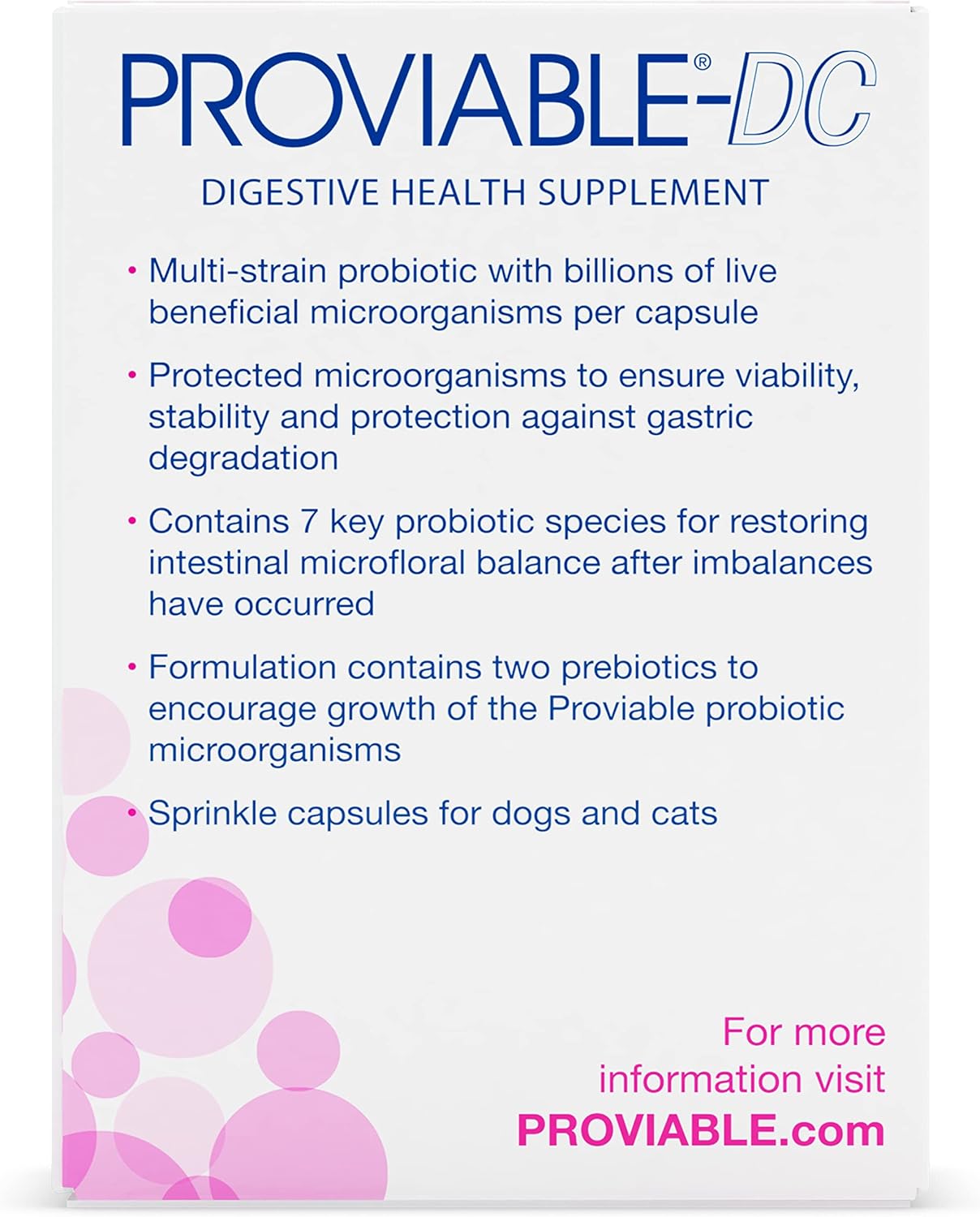 Nutramax Proviable Probiotics for Dogs & Cats - Daily Digestive Health Supplement with Prebiotics | 30 Capsules
