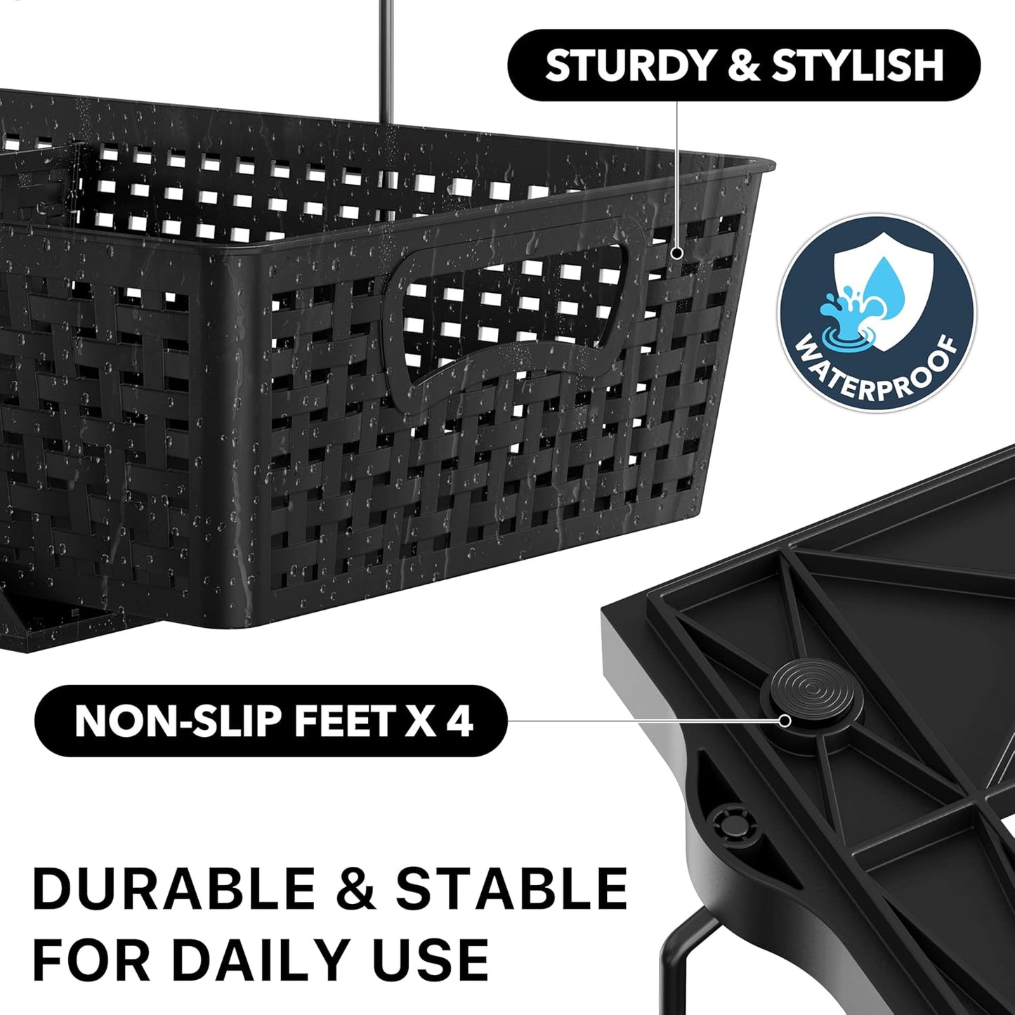Simple Houseware 2-Tier Bathroom Organizer Tray - Pull-Out Sliding Drawer for Under Sink Storage, Black