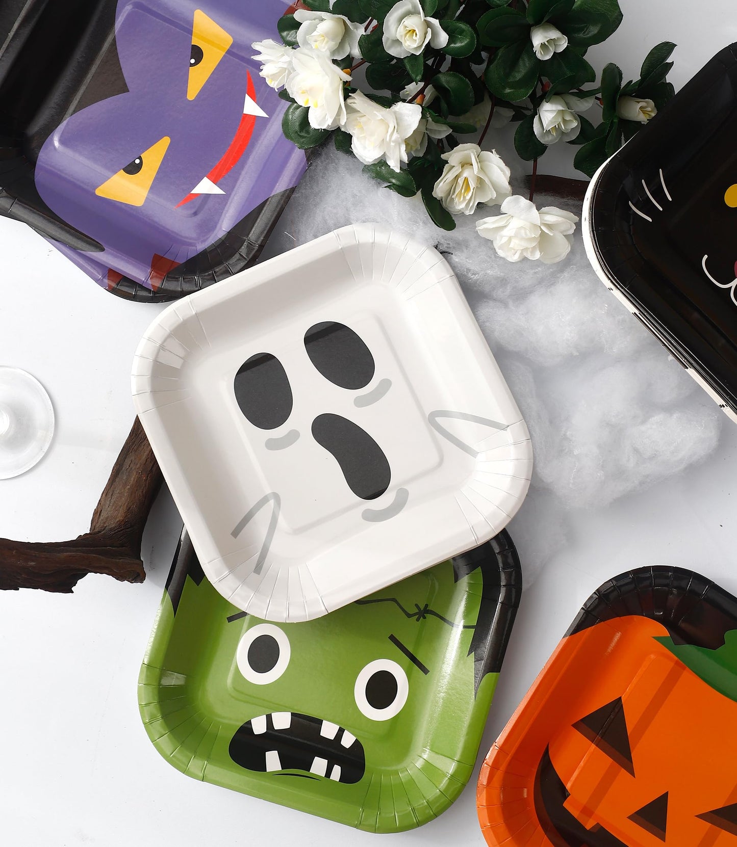 Winoo Design Halloween Small Plates Disposable - 48 PK - Dessert Paper Plates for Halloween Decor Decorations Table Party Supplies Party Favor