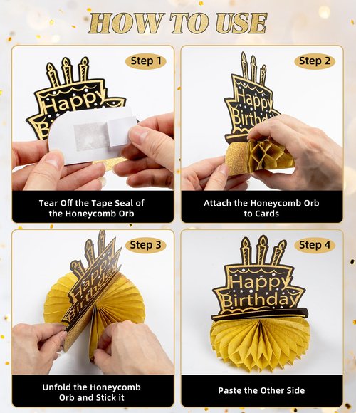 9 Pcs 40th Birthday Decoration for Men Women Happy 40th Birthday Table Decorations Cheers to 40th Honeycomb Centerpieces Birthday Party Decorations Black and Gold 40th Birthday Party Favors