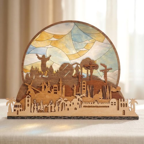He is Risen Gifts for Adults, Easter Decor Resurrection Scene Empty Tomb, Christian Table Decorations Indoor, Catholic Cross Jesus Religious Easter Gifts Decor (Resurrection)