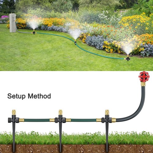 FANHAO Garden Sprinkler System - Adjustable 360° Coverage for Lawn, Patio & Flower Beds
