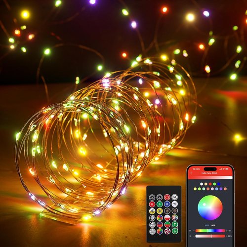 Ariceleo Fairy Lights - 32.8 ft USB Powered RGB String Lights with Remote & APP Control | Waterproof Copper Wire LED Twinkle Lights for Christmas, Weddings & Parties