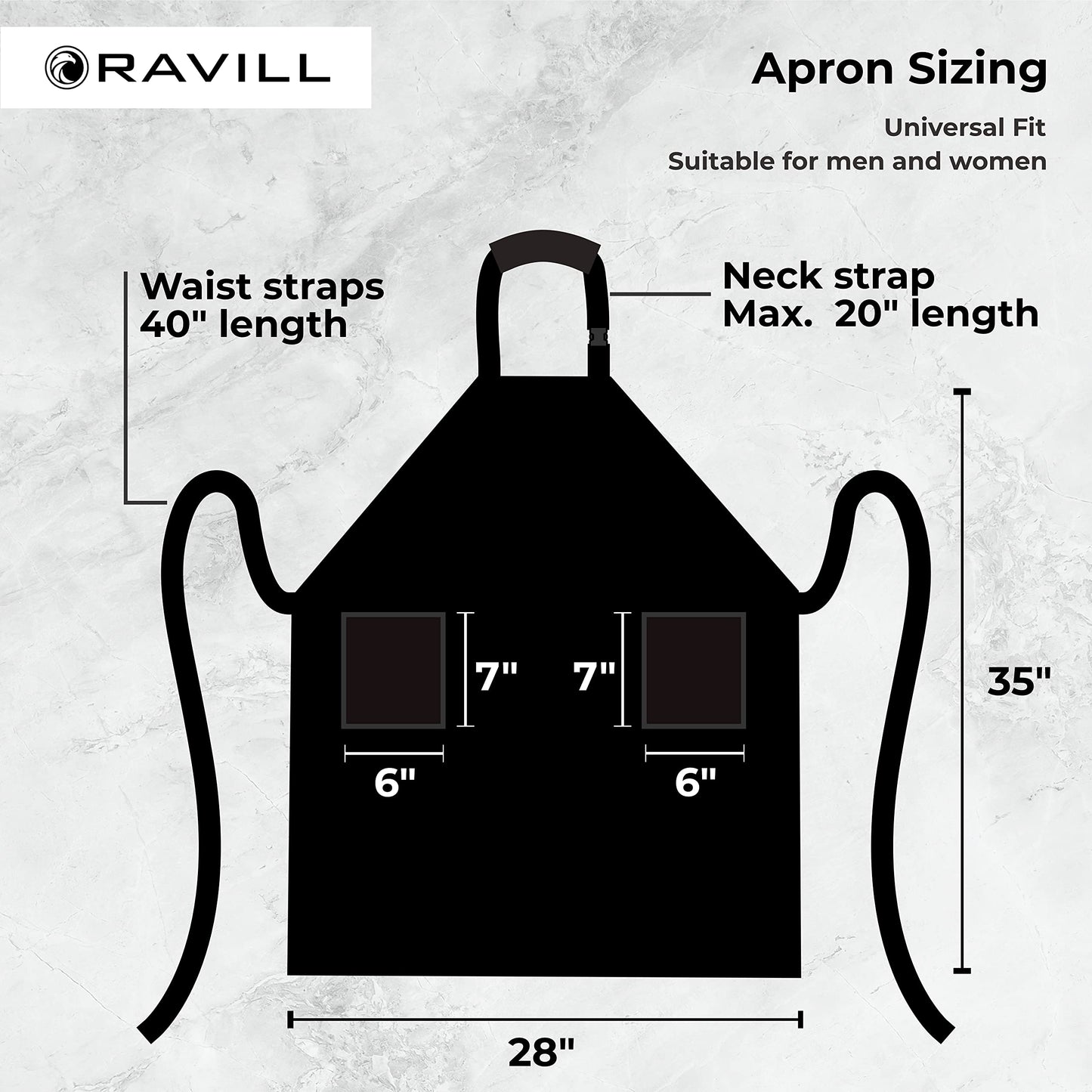 Waterproof Apron For Men and Women - 2 Pockets - Black - 2 Pack - 35" Multi Purpose Work Aprons for Dishwashing, Dog Grooming, Cleaning - Heavy Duty Dishwasher Apron - Water Resistant Kitchen Apron