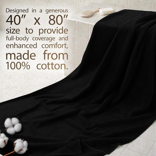 Cotton Paradise 100% Cotton 40x80 Oversized Bath Sheet, Extra Large Turkish Bath Towels for Bathroom, Black Bathsheet