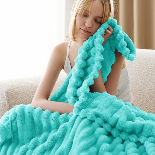 Bedsure GentleSoft Fleece Blanket - Cozy Blue Fog Throw for Couch, Perfect 50x60 Inches Size