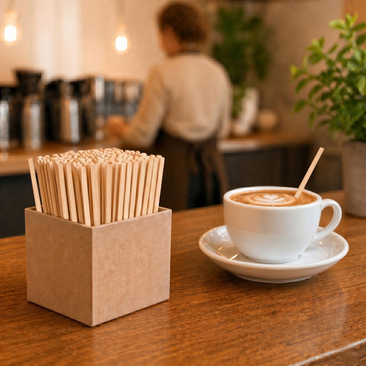 1000PCS Coffee Stirrers - Bamboo Coffee Stir Sticks Disposable Hot Drink Beverage Stirring Swizzle Stir Sticks For Coffee Milk Juice Cocktail Chocolate For Party Bar 5.5 Inch Square