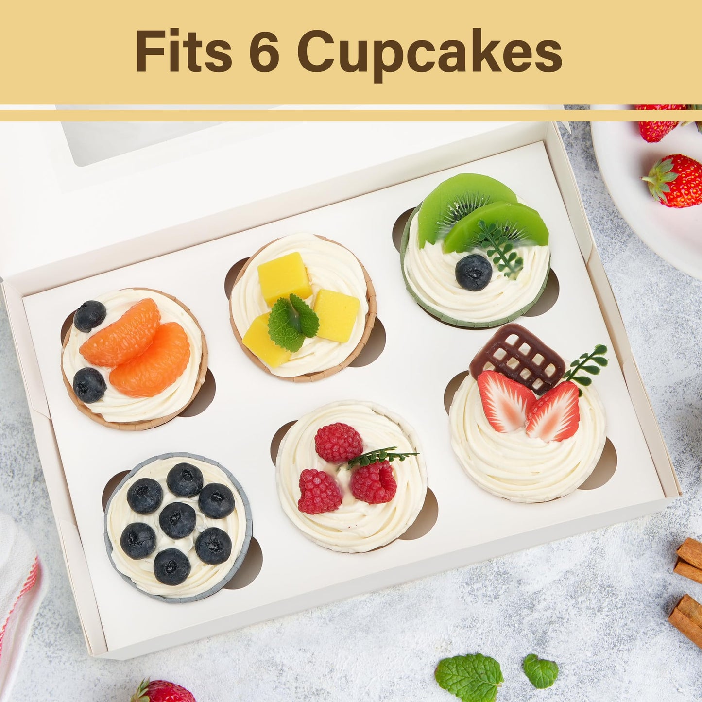 LotFancy 12 Pack Cupcake Boxes 6 Count, Auto-Pop up Cupcake Containers with Window Holding 72 Standard Cupcakes, Food Grade Disposable Pastry Boxes