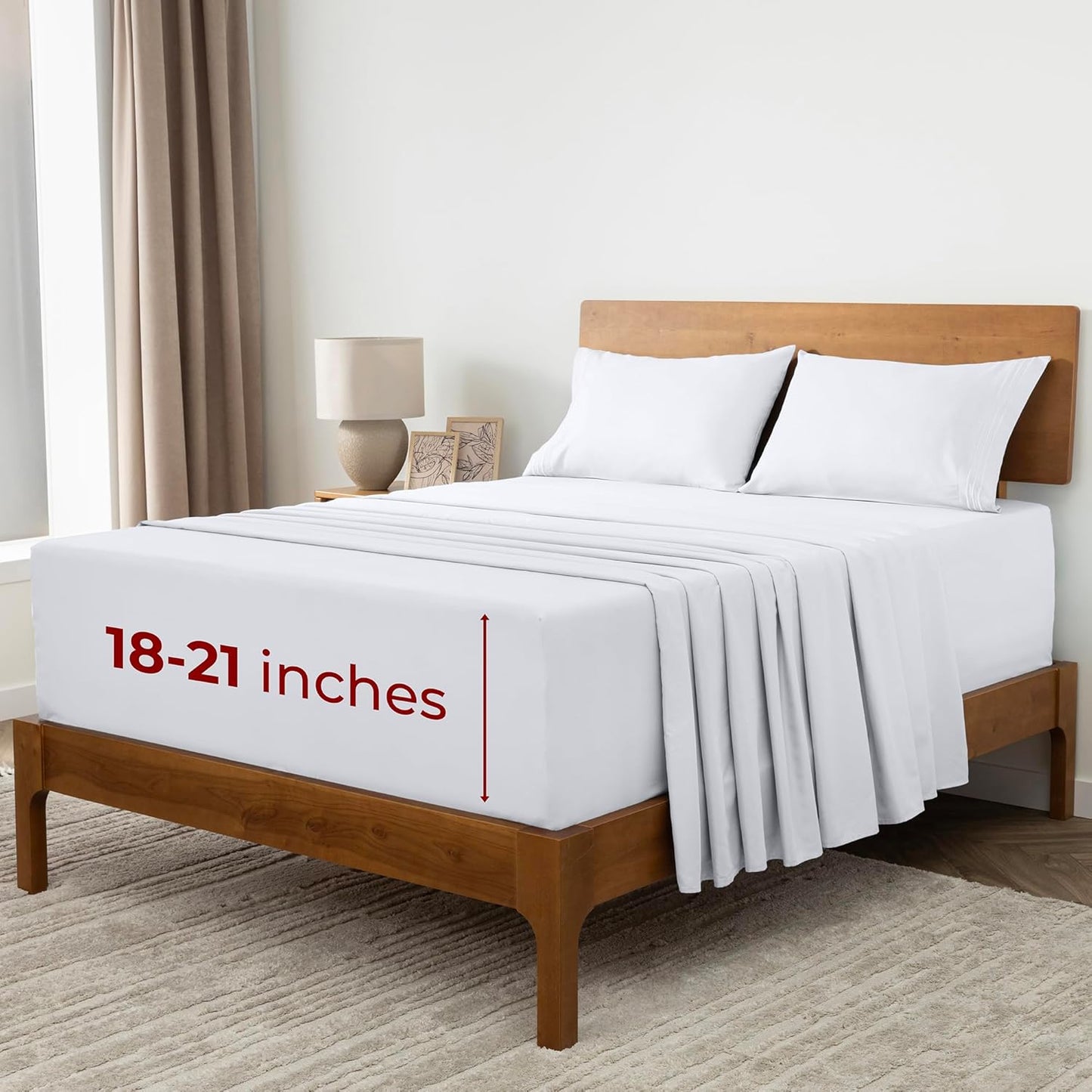 Mellanni Extra Deep California King Sheets - Ultra Soft, Cooling Bedding - Hotel Luxury, 4 PC Set (White)