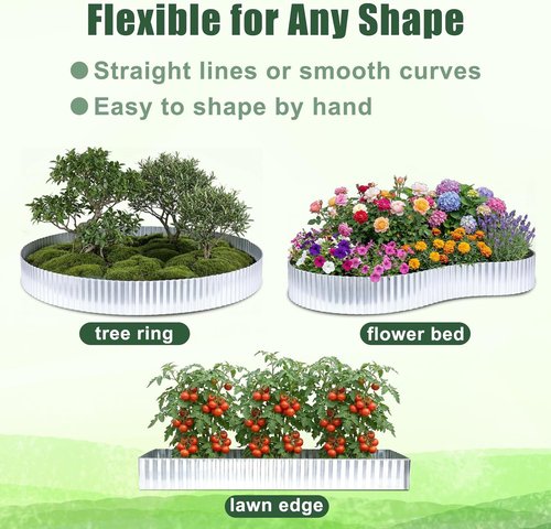 FEED GARDEN Heavy Duty Galvanized Steel Garden Edging - Rust Resistant 6 Inch x 40 Feet Flexible Landscape Border