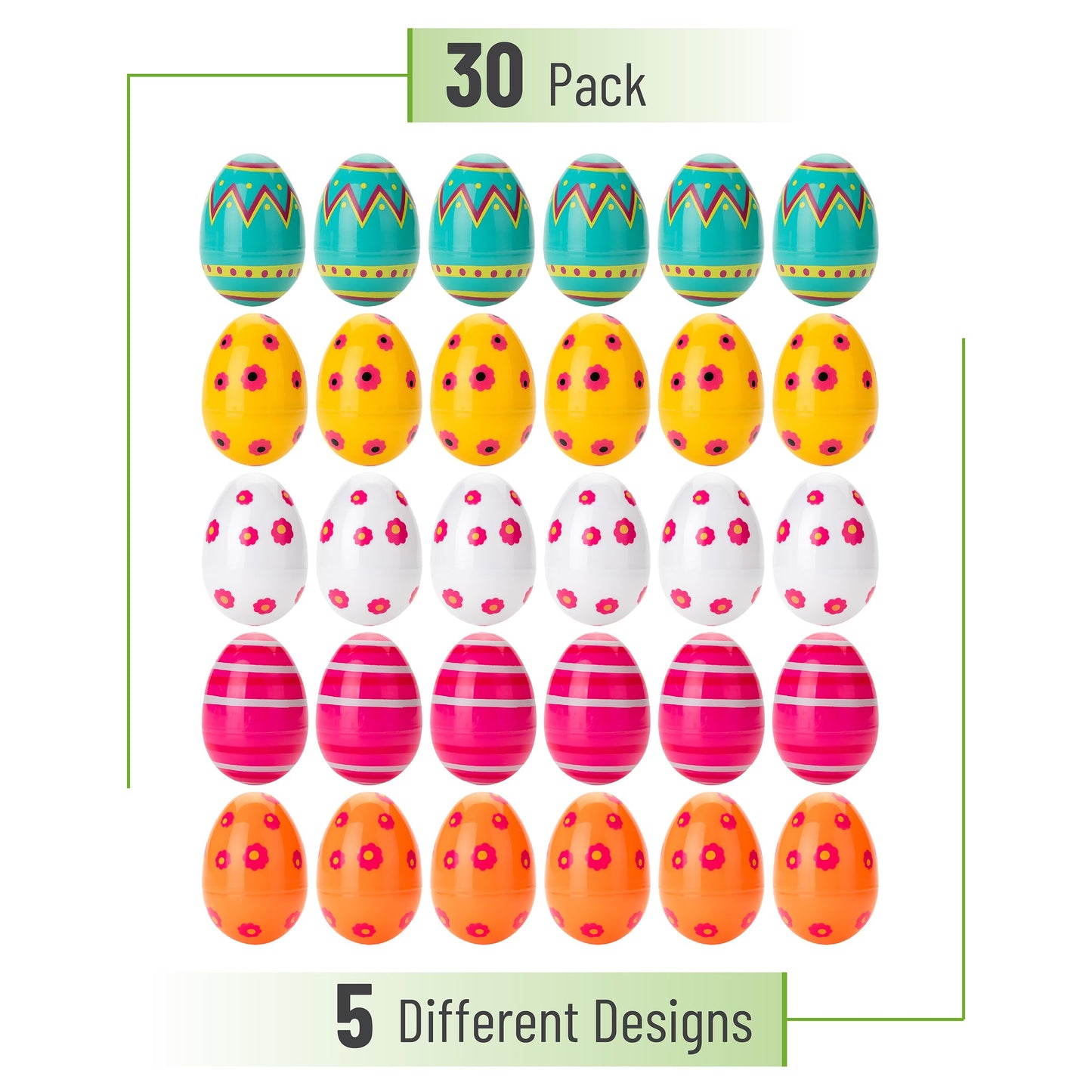 Mr. Pen- Printed Plastic Easter Eggs, 3 Inch, 30 Pack, Bulk Fillable Eggs for Easter Hunt Decor, Party Favor, Basket Stuffers, Classroom Prize, Supplies, Adult & Kid Party Toys for Gift