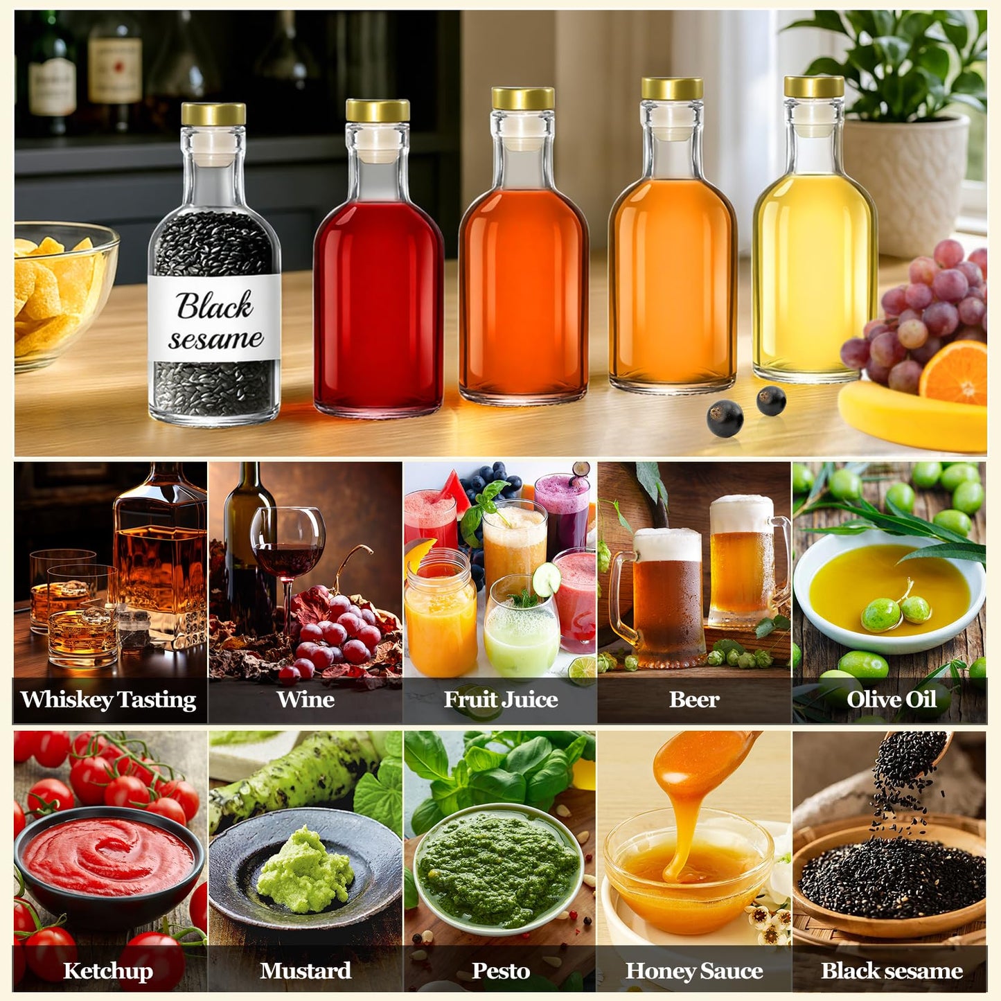 TBWIND 12 Pack 3 oz / 100 ml Clear Glass Bottles with T-Top Cork Stoppers, Small Refillable Bottles for Homemade Liquor, Vanilla Extract, Oil, Vinegar & Gift Favors