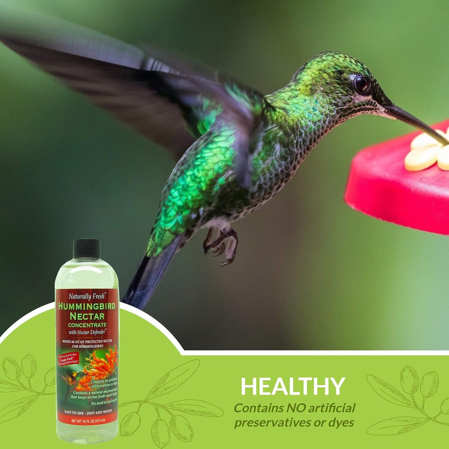 Naturally Fresh Hummingbird Nectar - Clear Concentrate with Nectar Defender | Makes 64 Ounces