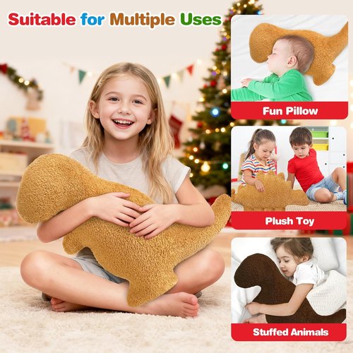 Dino Nugget Pillow - Plush Dinosaur Chicken Pillow | Funny Birthday Gift for Kids & Teens (Small, T-Rex)