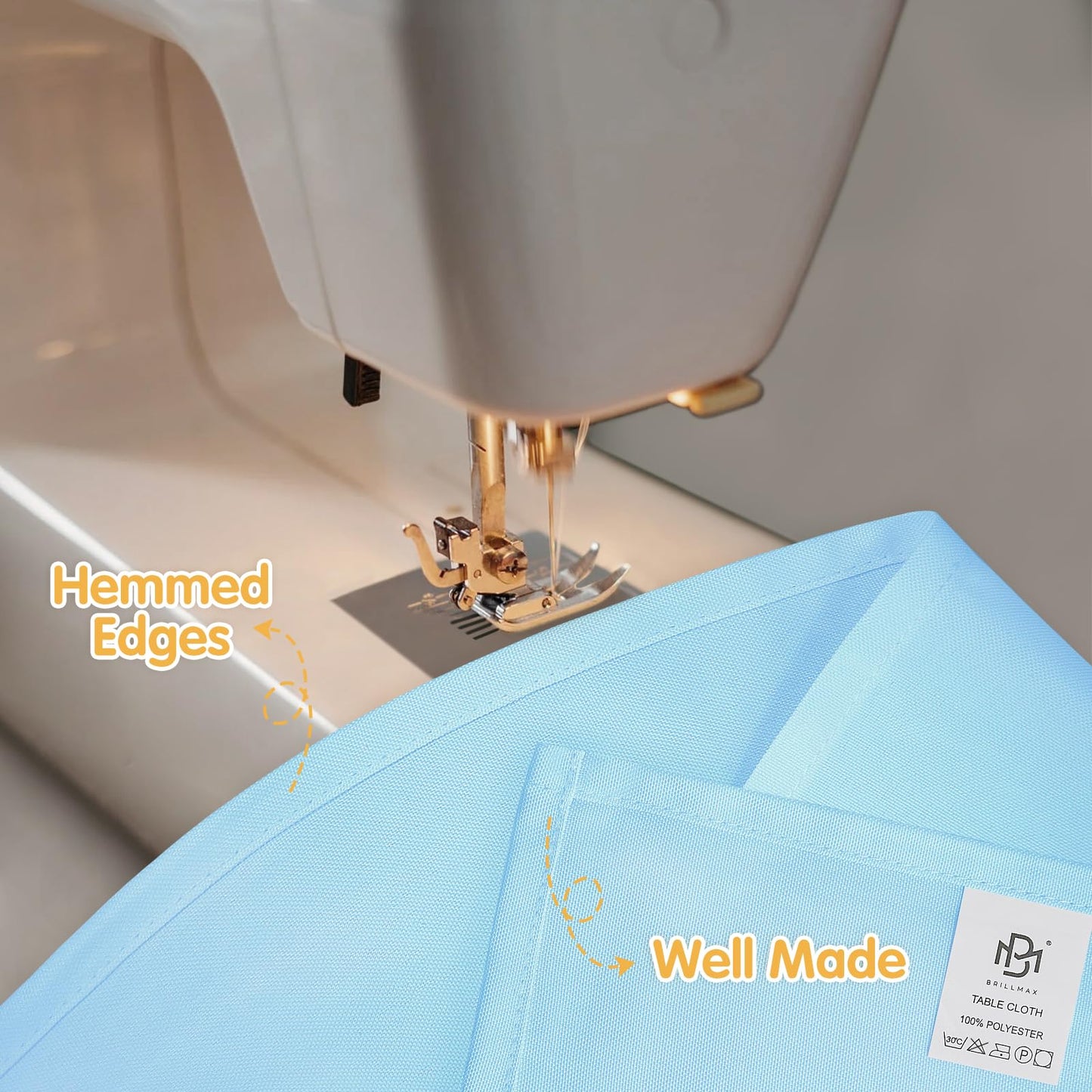 BRILLMAX 6 Pack Light Blue Tablecloths 70 x 120 Inch for 6ft & 8ft Rectangle Tables - 150 GSM Polyester Fabric, Universal Fit, Water, Stain & Wrinkle Resistant Cloth Cover for Wedding Banquet
