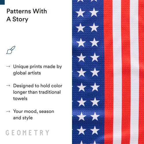 GEOMETRY Kitchen Towels - Quick Dry, Absorbent Microfiber Dish Towels for 4th of July, Memorial Day, Veterans Day, and Holiday Decor - Red, White, and Blue- Star Spangled