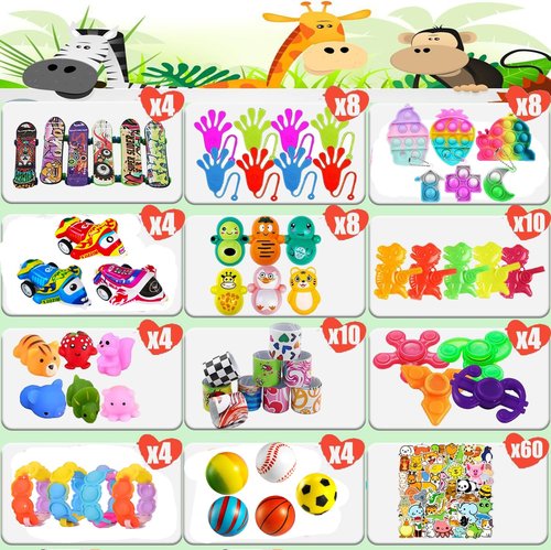 Dilycery 128 Pcs Party Favors Toys for Kids, Treasure Box Toys for Classroom Carnival Prizes Rewards Bulk, Easter Egg Fillers, Goodie Bag Stuffers for Kids Party, Pinata Fillers Birthday Gifts