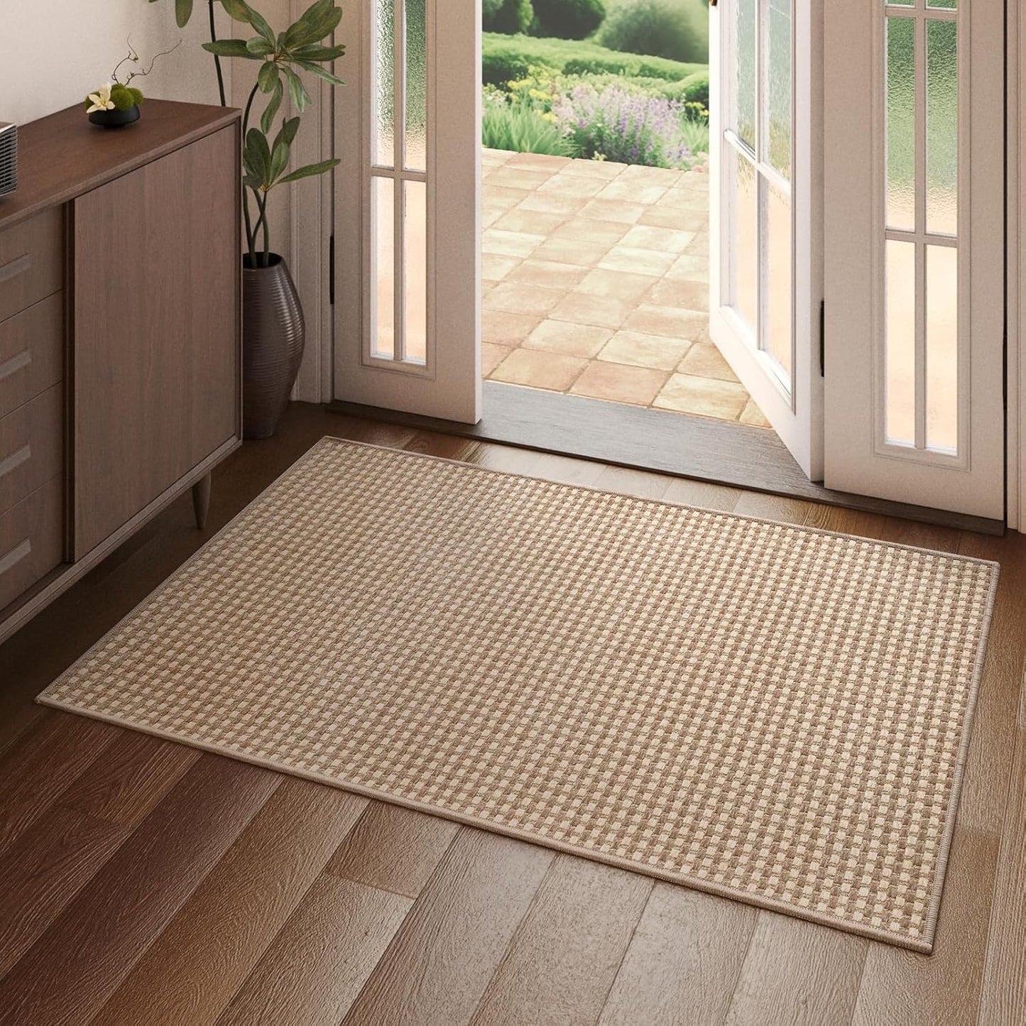 YDKGL Indoor Door Mat - Non-Slip Woven Washable Area Rug for Entryway | 2x3 ft, Brown