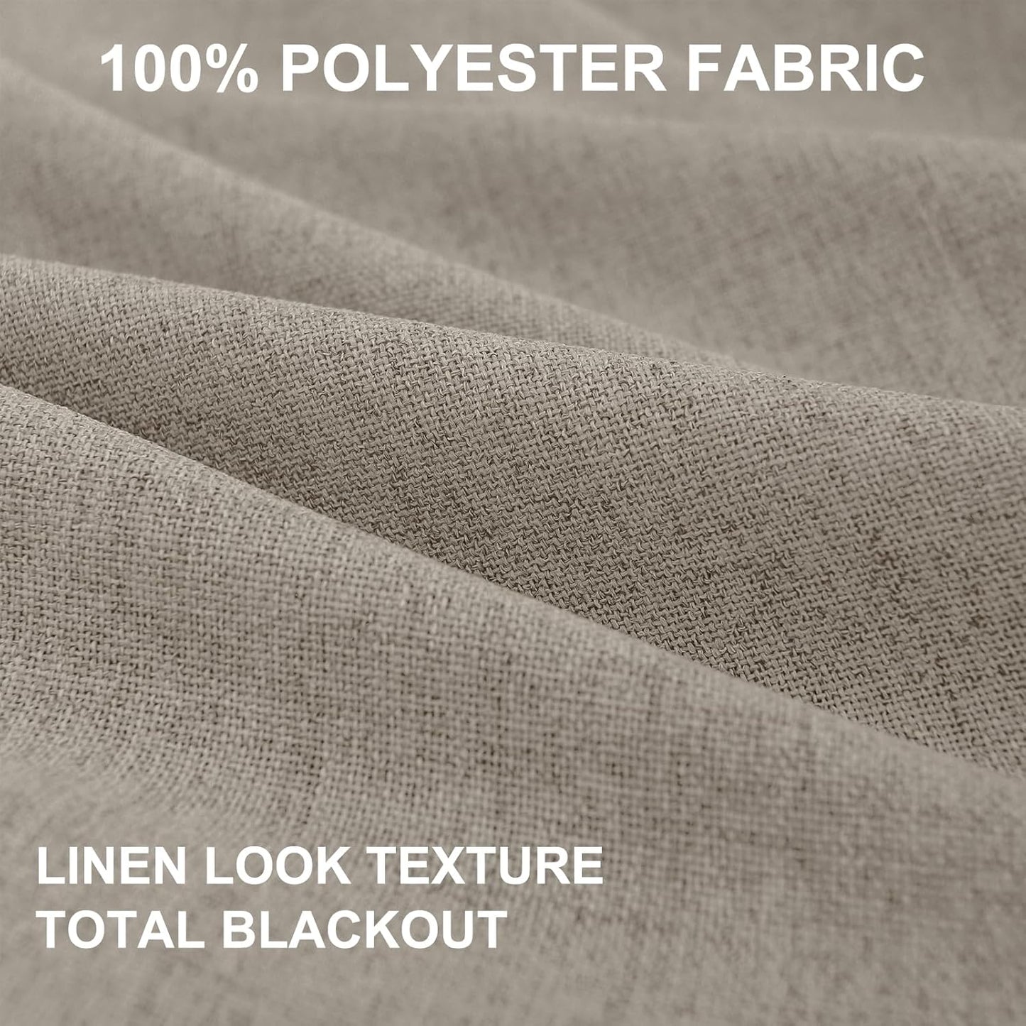 Skiennix 100% Blackout Linen Curtains - Thermal Insulated Drapes for Bedroom | 2 Panels, 50" W x 63" L