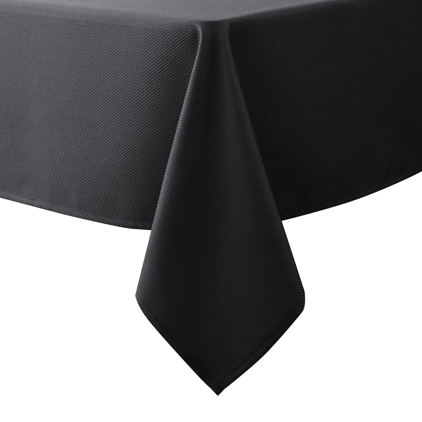 Biscaynebay Textured Fabric Tablecloths 52x70 Rectangular, Black Water Resistant Spill Proof Tablecloths for Dining, Kitchen, Wedding and Parties, Machine Washable