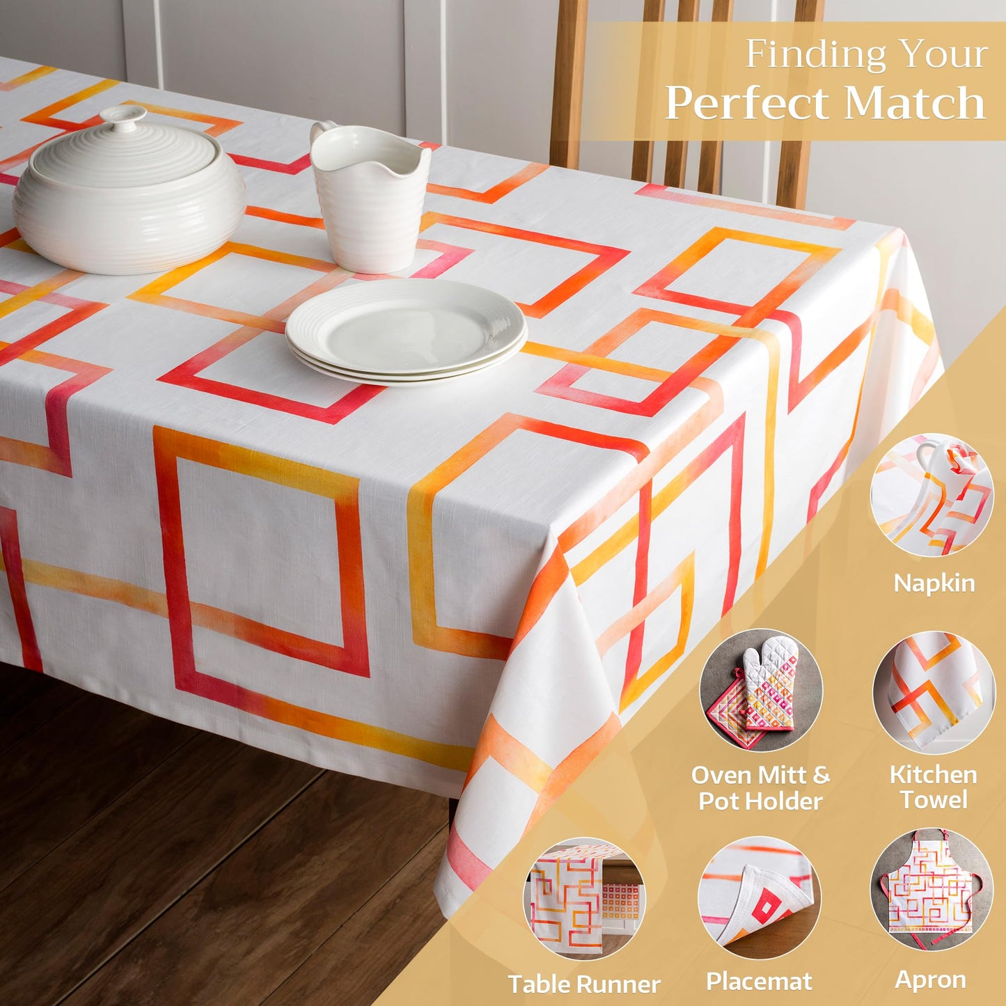 Maison d' Hermine Table Cloth Square Table 100% Cotton 54 x 54 Inches Tablecloth Reusable Decorative for Dining Kitchen Room Farmhouse Home Gifts for Mothers Day Spring Summer - Summer Maze