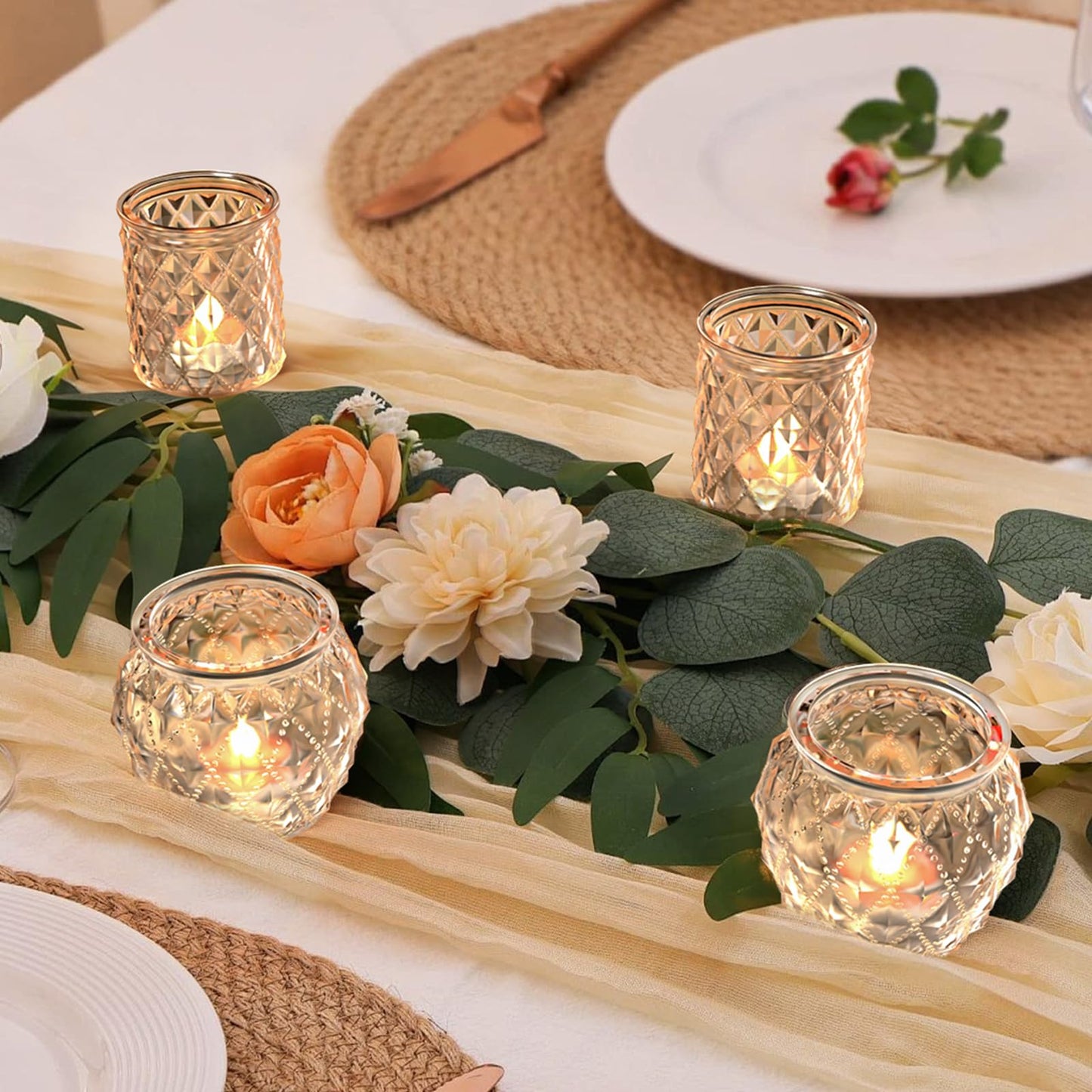 36pcs Gold Votive Candle Holders for Table Centerpiece, Glass Tea Light Candle Holder Set for Wedding Decor Home Party Decoration