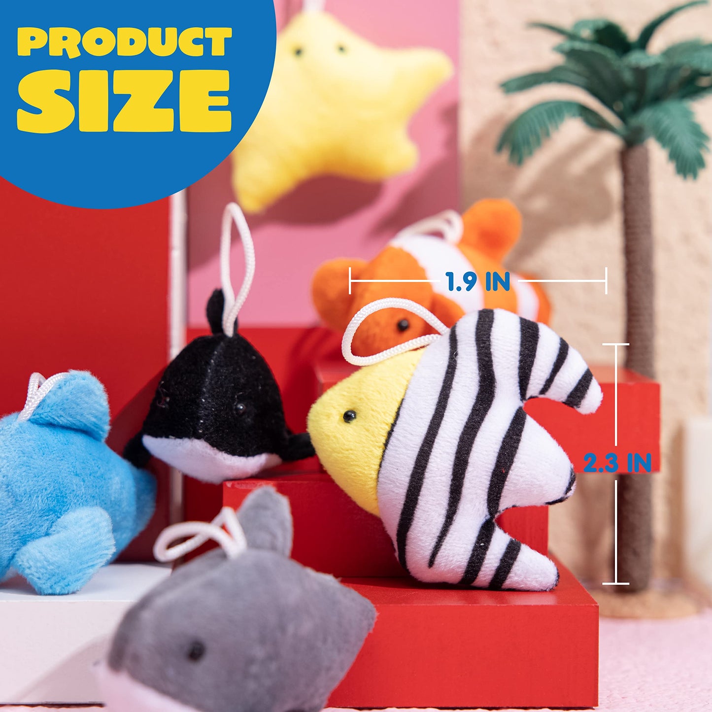JOYIN 24 Pcs Mini Sea Animal Plush Toys (24 Units 3" Each), Stuffed Sea Animal Bulk for Kids Birthday Party Favors, Pinata Fillers, Goodie Bag Fillers, School Prizes,Carnival Party Supplies