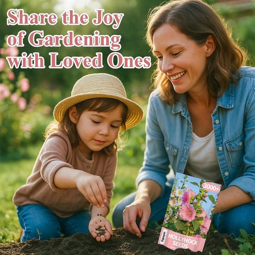 Hollyhock Seeds - 3000+ Bulk Pack of Mixed-Color Perennial Blooms | Attracts Pollinators, Easy to Grow