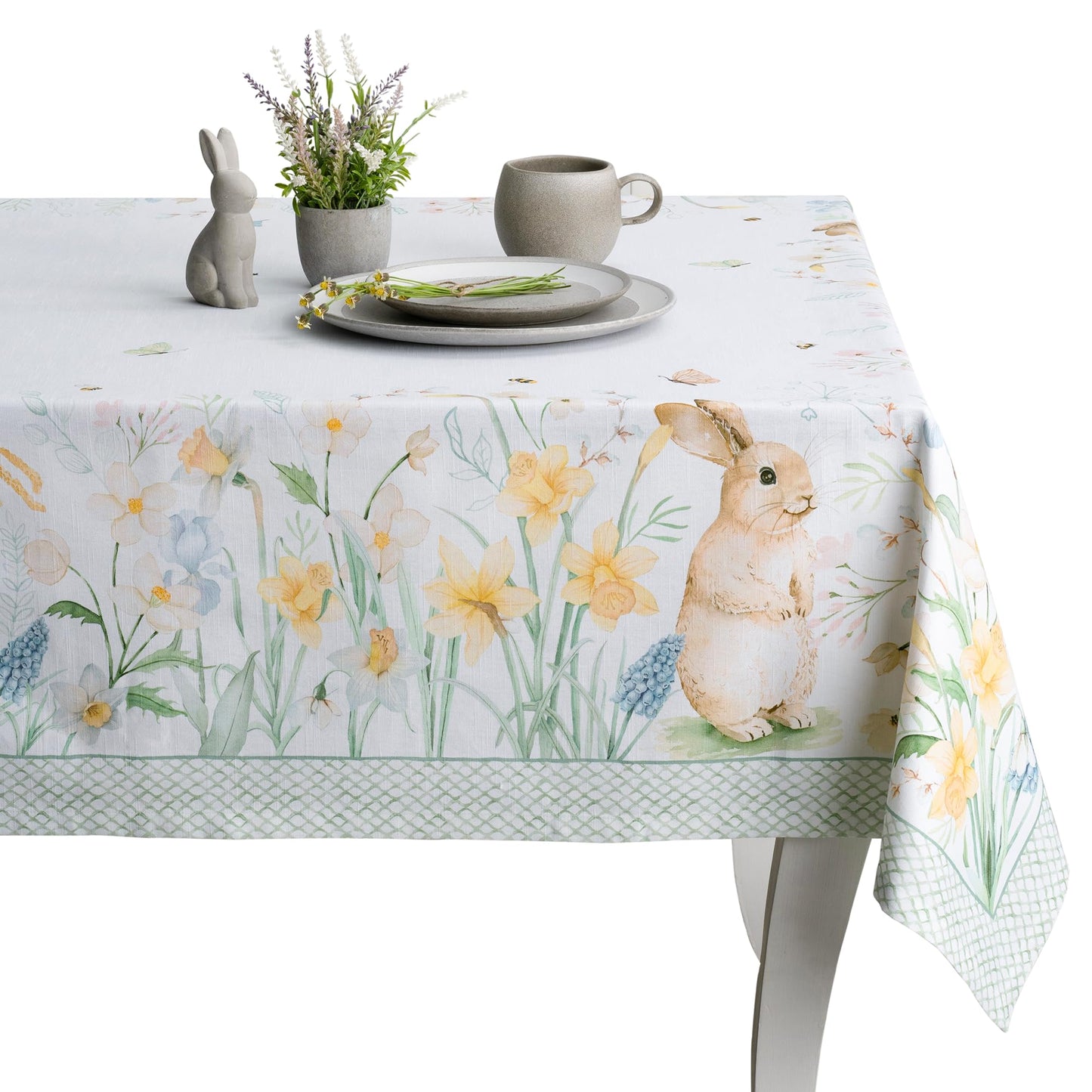 Maison d' Hermine Table Cloth Square Table 100% Cotton 60 x 60 Inches Tablecloth Reusable Decorative for Dining Kitchen Room Farmhouse Home Gifts for Mothers Day Spring Summer - Easter Dew