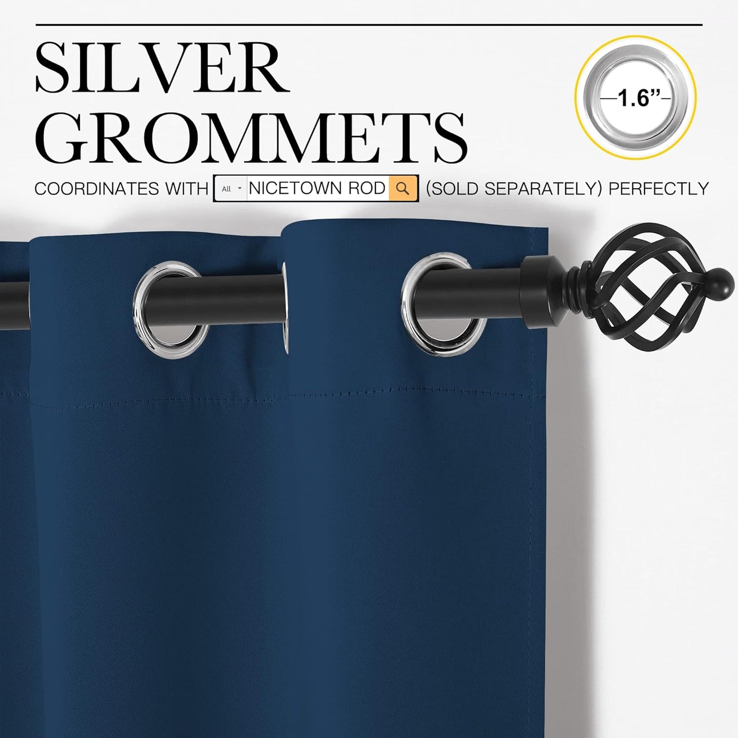 NICETOWN Blackout Curtain Panels - Thermal Insulated Draperies in Moroccan Blue | 29x40 Inch Pair