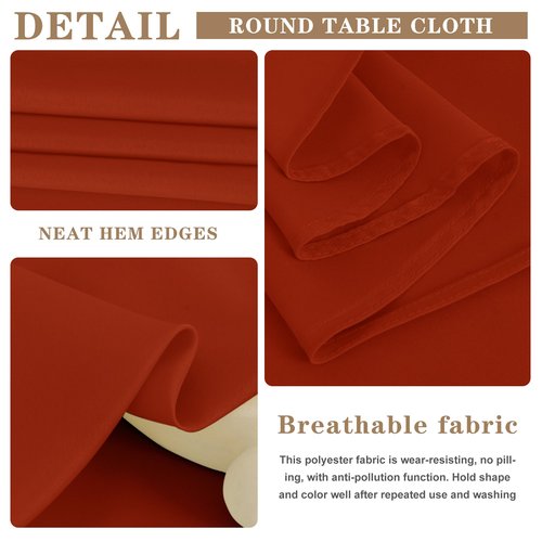Fitable Rust Tablecloths for Rectangle Tables, 6 Pack - 70 x 120 Inches - Reusable and Washable Fall Table Clothes for 6-8 Ft Tables, Polyester Fabric Table Covers for Wedding, Party, Banquet