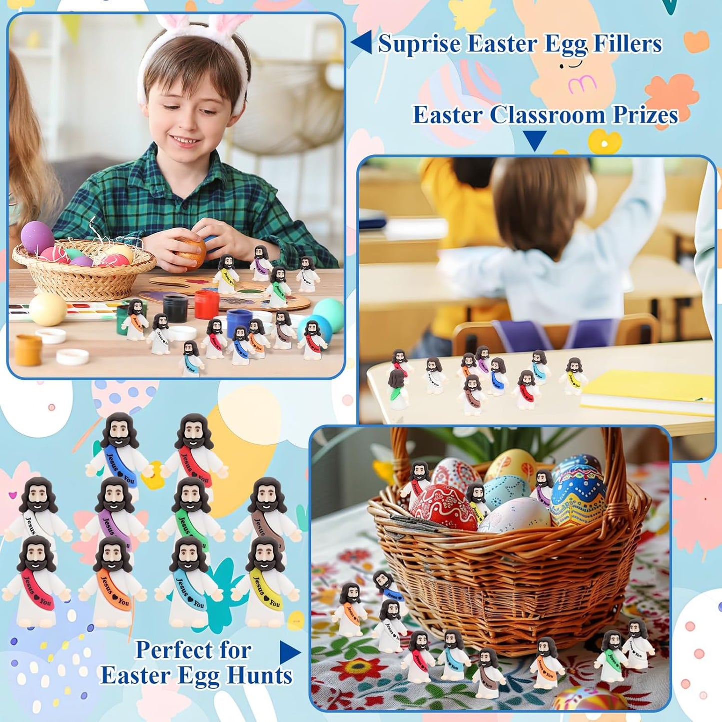 Owurha Mini Jesus Figurines - 300 Pcs Tiny Religious Figures for Sunday School & Baptism Gifts