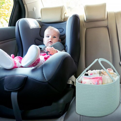 COMSE Baby Diaper Caddy Organizer - Portable Tote Bag with Divider for Newborn Essentials | Light Green