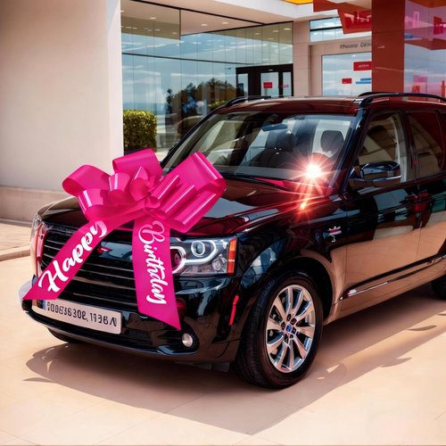 30 Inch Giant Rosy Car Bow - Extra Large Reusable Birthday Gift Bow with Secure Adhesive | Perfect for New Vehicle Decor