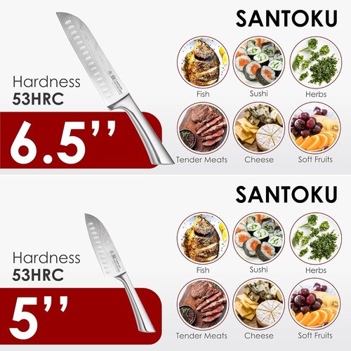 Cuisine::pro 7-Piece Chef Knife Set - Japanese Steel Knives with Magnetic Block | Damascus-Inspired Design