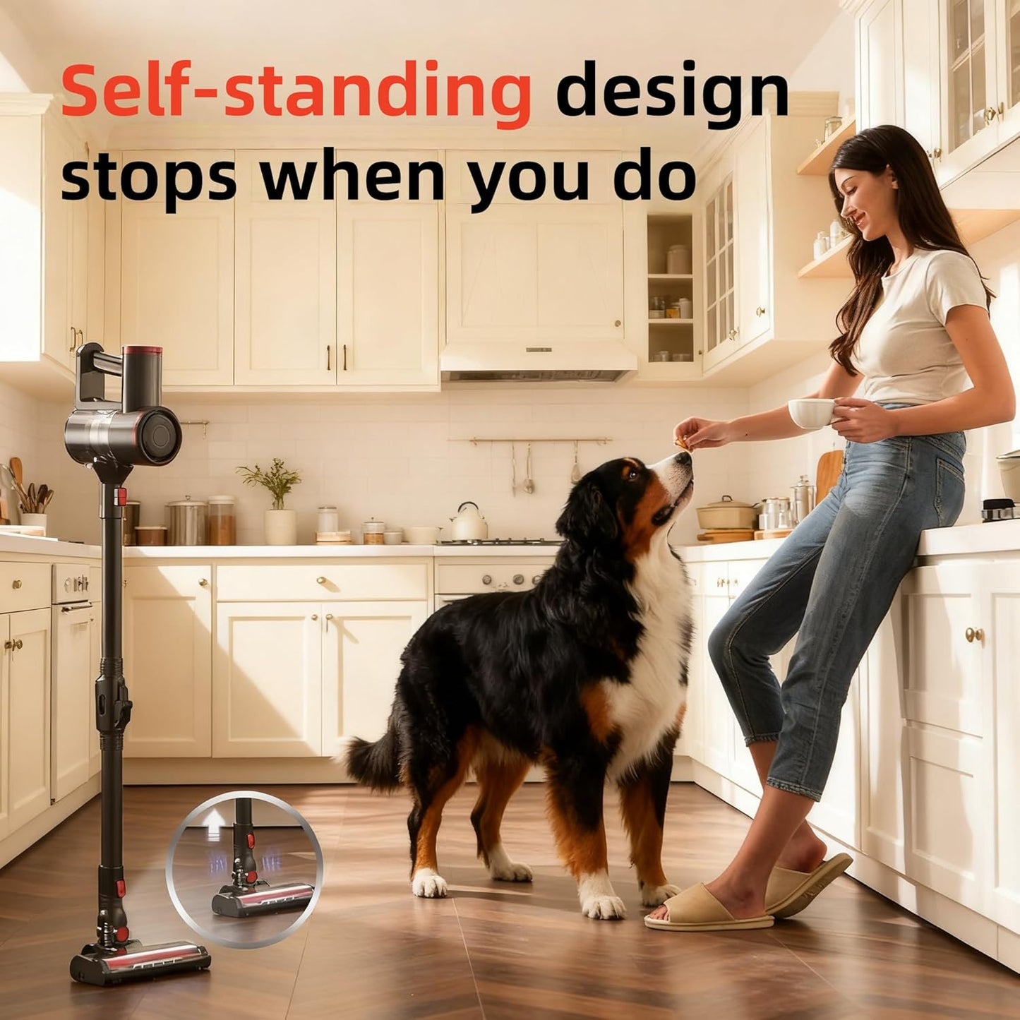RONEAIR Cordless Vacuum Cleaner - Powerful 40Kpa Suction for Pet Hair | Self-Standing, 45 Mins Runtime
