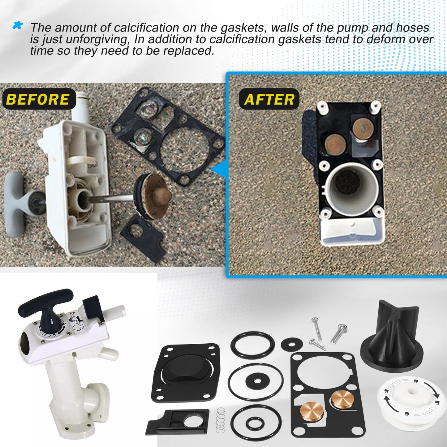 YOOWEE 29045-3000 Replacement for Jabsco Marine Manual Toilet Service Kit, Fit for 29090-3000 Compact & 29120-3000 Household Series Toilet (2008 and Up), 29045-3000 Twist N Lock Service Kits